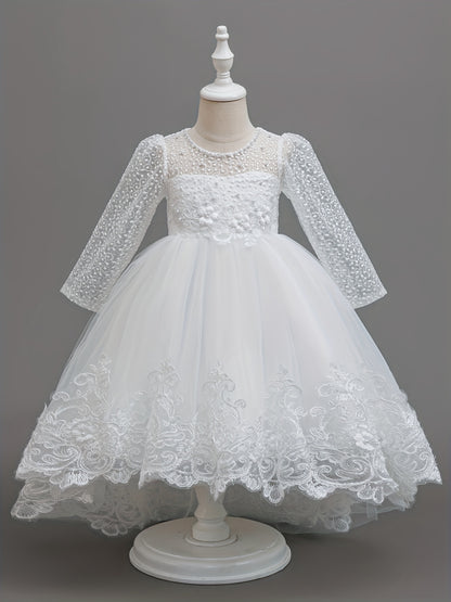 Nouvelle robe de princesse en dentelle de marque tendance, robe à volants brodée pour mariages, anniversaires, piano et autres occasions spéciales