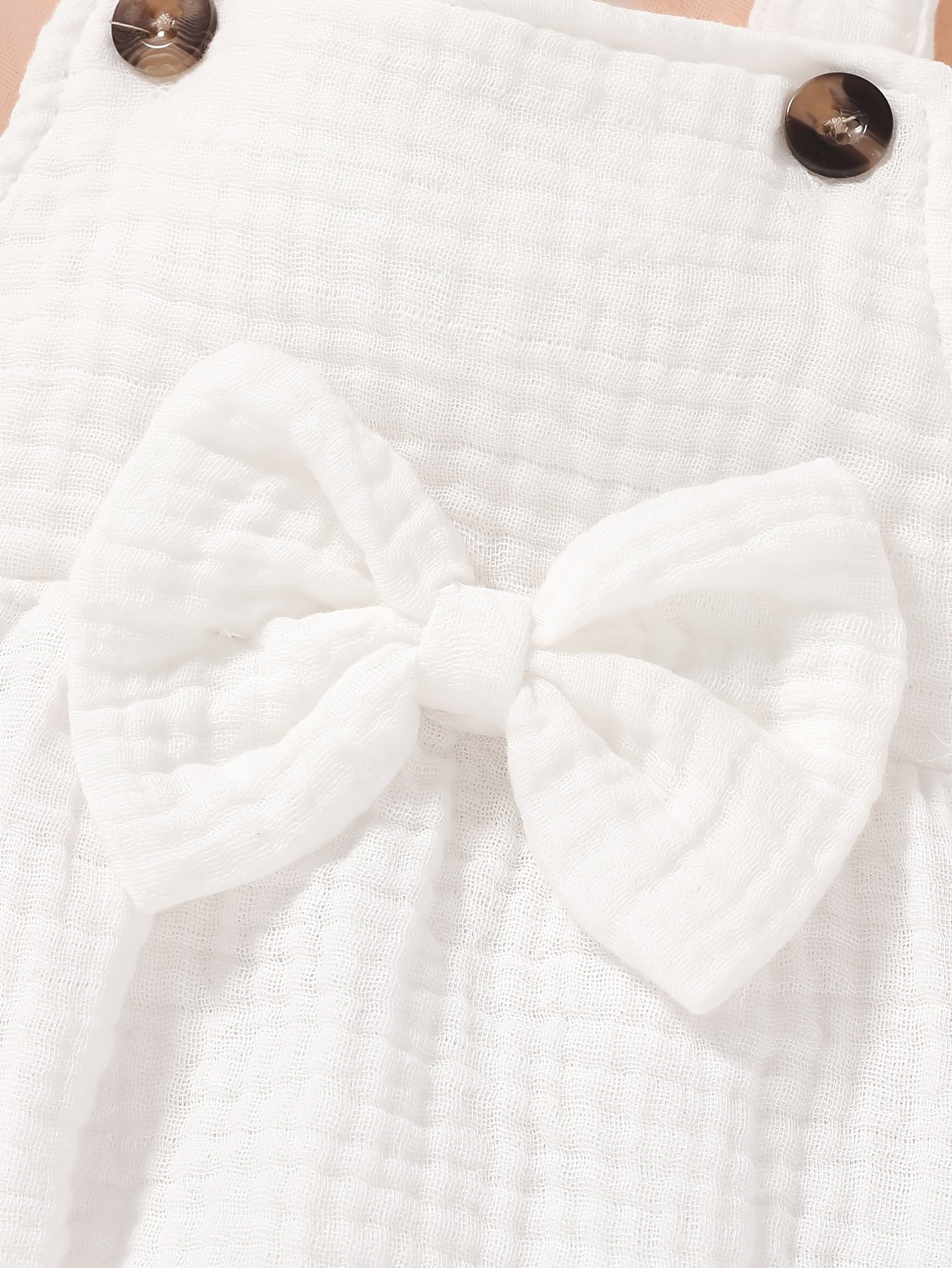 2pcs, Vêtements mignons pour bébés filles, Décontracté, élégant, doux et confortable, Ensemble combinaison et chapeau de couleur unie décoré de nœud, Articles pour bébés, Vêtements pour bébés filles nouveau-nées, Convient pour l'été pour un usage quotidie