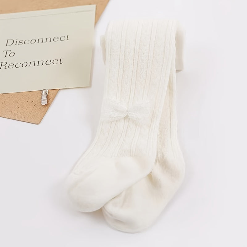 1 leggings pour bébé fille en dentelle de couleur unie avec nœud, idéal pour les anniversaires, les fêtes et le quotidien